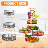 1 x RAW Customer Returns MOCOLOM 5-Tier Fruit Bowl Fruit Basket with Banana Holder, Fruit Etagere Modern Metal Fruit Bowls in Kitchen, Fruit Etagere Vegetable Basket Organizer Fruit Vegetable Storage Fruit Baskets for Bread Snacks Black  - RRP €46.38