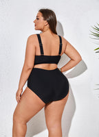 1 x RAW Customer Returns Hanna Nikole Women s Plus Size Two Piece Swimsuit Wrap Swimsuit Tummy Control Bikini Black 50 - RRP €44.46