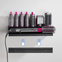 1 x RAW Customer Returns DALUOBO Storage Holder for Dyson Airwrap Curling Iron Accessories Wall Mount Bracket with Adhesive for Home Bathroom Organizer Black Aluminum Alloy  - RRP €34.27