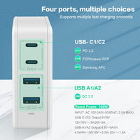 1 x RAW Customer Returns ARyee 100W USB C Charger 4 Ports PD USB Power Supply Charger with GaN Tech, 2C 2A Ports Fast Charger for MacBook Pro Air, iPhone 12 13, iPad Pro, Dell XPS, Galaxy S21, Switch etc - RRP €30.37