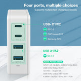 1 x RAW Customer Returns ARyee 100W USB C Charger 4 Ports PD USB Power Supply Charger with GaN Tech, 2C 2A Ports Fast Charger for MacBook Pro Air, iPhone 12 13, iPad Pro, Dell XPS, Galaxy S21, Switch etc - RRP €30.37