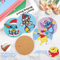 4 x Brand New NAIMOER 8 Pieces Christmas Diamond Painting Coasters with Holder, Cartoon Coasters, Coffee Diamond Painting Coasters for Adults Children, Drinks Coasters, 5D Diamond Coasters - RRP €58.12