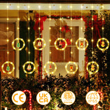 1 x RAW Customer Returns GlobaLink Christmas Curtain Lights, 3M 100LEDs Light Curtain with 10 Christmas Decorations 8 LED Modes with Timer, Waterproof IP65, for Indoor Outdoor Showcase Window - RRP €50.0