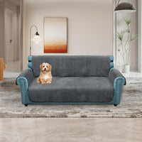 1 x RAW Customer Returns Granbest Super Thick Velvet Sofa Cover 3 Seater Anti-Slip Durable Couch Cover with Elastic Strap 4 Seasons Universal Sofa Protector for Kids, Pets, Dogs, Cats 3 Seater, Gray  - RRP €30.24