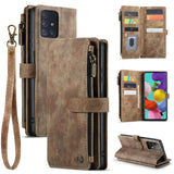 1 x RAW Customer Returns QLTYPRI Cell Phone Case for Samsung Galaxy A51, Zipper Case PU Leather Flip Case Card Slot Wallet with Lanyard for Samsung Galaxy A51 - Brown - RRP €20.16