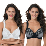 1 x RAW Customer Returns Curve Muse Plus Size Unlined Underwire Lace Bra with Padded Shoulder Straps-2 Pack-Black,White-36B-V2 - RRP €35.92