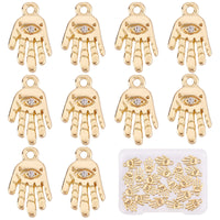 1 x Brand New SUNNYCLUE 1 Box 22pcs 18k Gold Plated Evil Eye Charms Bulk Rhinestone Hamsa Hand Charms Gold Plated Charms for Jewelry Making Evil Eye Palm Breloquese Buckle - RRP €19.2