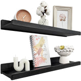 1 x RAW Customer Returns Handcrafted wall shelf black 60 cm, wooden wall shelf set of 2, hanging shelf wall bracket shelf board, modern floating shelf, narrow picture ledge for bathroom, living room, kitchen, bedroom - RRP €53.53