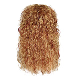 1 x RAW Customer Returns Wig 80s mullet for men and women carnival wigs blonde mix brown curls hippie rocker 70s heavy metal costume mullet theme party Halloween wig DE058C - RRP €22.18