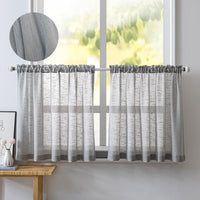 1 x RAW Customer Returns NSXIN set of 2 window curtains, semi-transparent bistro curtains, white window curtains, half kitchen curtains, window scarf for small windows, kitchen, living room, country house grey, W 90 x H 90 cm  - RRP €15.99