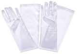 1 x RAW Customer Returns MEISHINE Elegant Long Satin Wedding Gloves Ideal for Costume Prom Wedding Evening White 55 - RRP €27.6