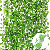 7 x Brand New RUICK 2.2mx 12 Pack Artificial Flower Vines Silk Wreath Green Leaves Green Fake Ivy Vines Wedding Wall Craft Decor - RRP €80.92