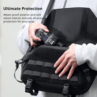 1 x RAW Customer Returns ULANZI Tactical Camera Bag Small 9L Sling Photo Bag with Tripod Holder Waterproof Messenger Bag for Compact Camera Women Men Black BC08 - RRP €40.28