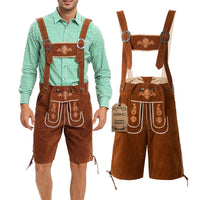 1 x RAW Customer Returns Adisno Lederhosen,Oktoberfest Lederhosen,Men s Lederhosen,Men s Oktoberfest Pants,Men s Oktoberfest Costume,Brown, Embroidered, Flannel Material 50  - RRP €39.34