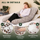 1 x RAW Customer Returns Chilling Home pregnancy pillow, U shape side sleeper pillow with cover U pillow nursing pillow large positioning pillow, pillow for women and side sleepers leopard print, velvet  - RRP €45.37