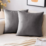 1 x Brand New EMEMA Velvet Pillow Cases Decorative Throw Pillow Covers Square Cushion Covers for Sofa Bedroom Home 40x40 cm Pack of 2 Grey - RRP €22.8