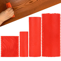 1 x RAW Customer Returns Set of 4 wood grain tools rubber painting tool, 4 models wood grain painting tool, DIY wood grain roller imitation painting for wall decoration furniture red  - RRP €24.0