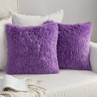 1 x RAW Customer Returns MIULEE Set of 2 Cushion Covers Artificial Fur Sofa Cushions Decorative Throw Pillows Cuddly Pillows Plush Pillows Cozy Couch Cushions Super Soft Pillows Fluffy Cushion Cover for Sofa 50 x 50 cm Purple - RRP €19.2