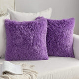 1 x RAW Customer Returns MIULEE Set of 2 Cushion Covers Artificial Fur Sofa Cushion Decorative Decorative Cushion Cuddly Cushion Plush Cushion Cuddly Couch Cushion Super Soft Cushion Fluffy Cushion Cover for Sofa 45 x 45 cm Purple - RRP €17.49