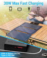 1 x RAW Customer Returns SUPAREE 30w Foldable Portable Solar Panel Portable Solar Panel 12V Portable Solar Charger with USB and USB C Ports for Mobile Tablet Hiking Camping Trekking - RRP €38.32