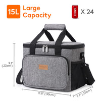 1 x RAW Customer Returns Lifewit 15L Cooler Bag Picnic Bag Lunch Bag Lunch Bag Thermal Bag Cooler Bag Insulated Bag for Food Transport Gray - RRP €20.99