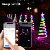 1 x RAW Customer Returns FrogBro 4-in-1 Christmas Trees Lights Outdoor Decoration, Dimmable Spiral Christmas Garden Lights, IP65 Waterproof, Music Mode Scene Mode, APP Remote Control, Yard Decoration Light for Path Lawn Patio - RRP €33.64