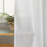 1 x RAW Customer Returns VOILYBIRD curtain loop curtain set of 2 for living room linen blend white, H220 x W140 cm  - RRP €34.27