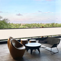 1 x RAW Customer Returns HENG FENG Balcony Screen Privacy Protection 90 x 600cm PES Opaque Polyster, UV Protection, Windproof and Waterproof, with Cables, Beige - RRP €24.99