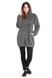 1 x RAW Customer Returns CityComfort Women s Teddy Fleece Hoodie, Fluffy, Warm with Zip Grey Long, S  - RRP €24.58