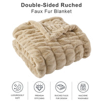 1 x RAW Customer Returns BATTILO HOME Faux Fur Throw Blanket, Fluffy Double Sided Imitation Rabbit Fur for Bed, Sofa, Couch, Living Room, Home Decor Tan, 127 152cm  - RRP €79.99