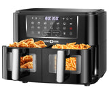 1 x RAW Customer Returns PARIS RH NE hot air fryer 9.5L, XXL hot air fryer double chamber with viewing window, 12-in-1 Air Fryer, frying with hot air without oil, dishwasher safe, Airfryer energy saving - RRP €151.25