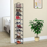 1 x RAW Customer Returns Wylnsie 10 Tier Vertical Shoe Rack, Slim Shoe Rack, Freestanding Sturdy Stackable Shoe Rack Organizer for Entryway, Bedroom, Black  - RRP €20.99