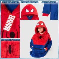 1 x RAW Customer Returns Marvel Spiderman Bat Blanket for Children and Teenagers - One Size Fleece Hooded Blanket - Spiderman Gifts - RRP €30.99