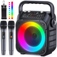 1 x RAW Customer Returns Wowstar Portable Karaoke Machine with 2 Wireless Microphones, Bluetooth Speaker Box for Adults Children with Light Effects, Supports TF USB, FM, REC, AUX in, TWS for Party, Birthday Black  - RRP €79.99