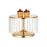 2 x RAW Customer Returns Gold Wedding Cake Stand with Crystal Beads, 30cm Metal Cake Stand, Cupcake Dessert Display Plate, Round Cake Holder for Birthday Cake Decoration, Party Table Decoration - RRP €67.96