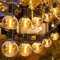 1 x RAW Customer Returns GLUROO Outdoor Fairy Lights 45.7M, Outdoor Fairy Lights Bulbs Waterproof with 75 2PCS G40 Plastic Bulbs, LED Fairy Lights Electricity Shatter-proof for Garden, Porch, Christmas Party, Decoration - RRP €85.99