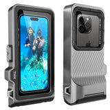 1 x RAW Customer Returns ShellBox waterproof phone case underwater waterproof cell phone water protection case cell phone case waterproof swimming bathing compatible for iPhone 15 14 13 12 15 Pro Max Samsung S24 Ultra gray black  - RRP €59.99