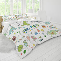 1 x Brand New Bedding Set for Children s Boys - Microfiber Dinosaurs Pattern Printed in 3 Pieces - with Duvet Cover and Earcase - 200 x 200 cm - RRP €36.98