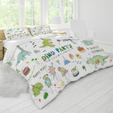 1 x Brand New Bedding Set for Children s Boys - Microfiber Dinosaurs Pattern Printed in 3 Pieces - with Duvet Cover and Earcase - 200 x 200 cm - RRP €36.98