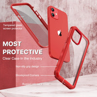 1 x RAW Customer Returns CENHUFO Privacy Case for iPhone 12 iPhone 12 Pro, 360 Degree Cell Phone Case Protective Case with Built-in Privacy Tempered Glass Screen Protector Shockproof Armored Case Anti Spy Full Cover Outdoor Case - Red - RRP €18.47