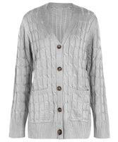 1 x Brand New Leezepro Women s Cardigan Sweater Coat Long Sleeve Open Front Button Down S, Grey  - RRP €25.85