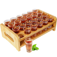 1 x RAW Customer Returns Shot glasses set 0.5 oz-0.66 oz 15 ml-20 ml cocktail holder and shot glass mini 24 pcs. drinks serving board organizer 24 holes with clear crystal glass for liquor shots whiskey brandy vodka rum - RRP €30.24