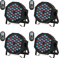 1 x RAW Customer Returns LED Par Spotlight 36 LED Stage Lights 9 Modes RGB Party Light with Remote Control and DMX512 Control Spotlight Lighting for Birthday Parties, Weddings, Christmas Pack of 4  - RRP €93.99