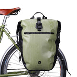 1 x RAW Customer Returns WILDKEN 3 in 1 bicycle bag for luggage rack, 100 waterproof bicycle frame bag, multifunctional bicycle backpack rear bag side bag shoulder bag back seat bag commuter bag green  - RRP €59.99