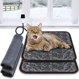 1 x Brand New Weewooday 2 Dog Heating Mats Waterproof Heated House for Cats Electric Heating Mat with Washable Cover Anti-Bite Cord Switch, 17.7 x 17.7 Inch Grey  - RRP €24.99