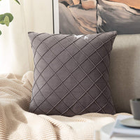 1 x RAW Customer Returns MIULEE Set of 2 velvet cushion covers, grid sofa cushions,cushion covers, couch cushions, velvet cushions, soft, plain decorative cushions without filling for sofa, living room, 50 x 50 cm, dark grey - RRP €18.99