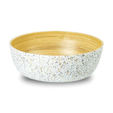 1 x RAW Customer Returns Jungle Culture Bamboo Bowl Large White Bamboo Salad Bowl Handmade Wooden Fruit Bowl, Eco Tableware, Terrazzo Design Food Bowl Vegan Friendly Eco Gift - RRP €24.99