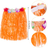 1 x RAW Customer Returns baotongle 6 Pieces Hawaii Grass Skirts Costume Set Hula Skirt with Necklace Bracelets Headband Flower for Beach Party Decoration Party Atmosphere Orange  - RRP €10.07