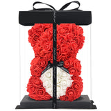 1 x RAW Customer Returns Rose Bear - Rose Teddy Bear 10 Inch Hugz Teddy Flower Bear - Over 250 Dozen Artificial Flowers - Unique Gifts, Gifts for Women Clear Gift Box red  - RRP €24.19