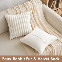 2 x RAW Customer Returns MIULEE Plush Velvet Cushion Cover Pillowcases Faux Fur Soft Modern Sofa Cushions Throw Pillows Smooth Zipper Washable Decorative Cushion Cover for Living Room Bedroom Sofa Set of 2 45 x 45 cm Pure White - RRP €35.98